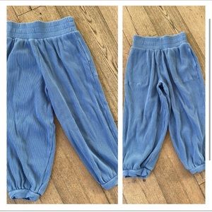 FREE PEOPLE Beach light blue textured high waisted wide waistband jogger pant XS